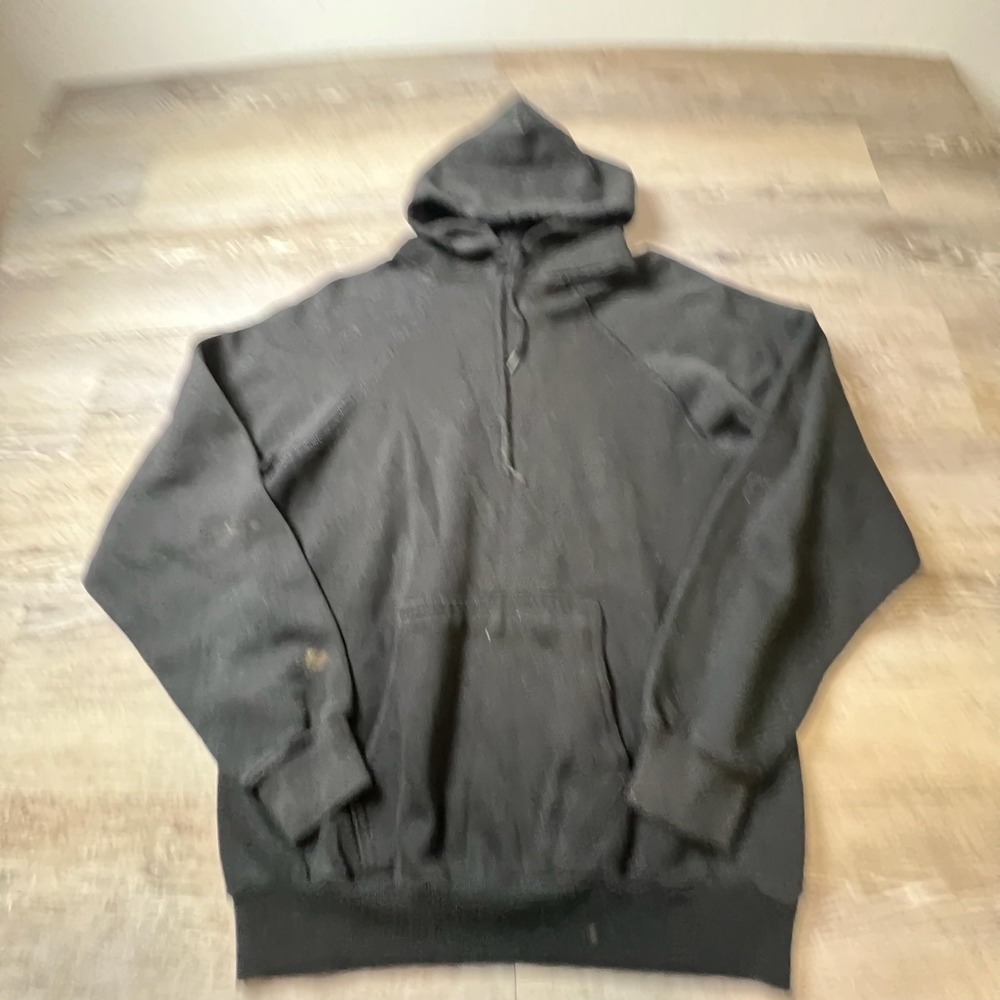 Tultex Hoodie Mens Large Black Vintage 70s/80s Raglan Pullover Made in USA Fair